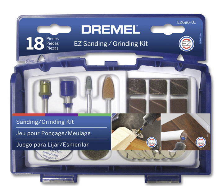 DREMEL MINI ACCESSORY SET: 18 PIECE EZ LOCK SANDING/GRINDING ACC SET